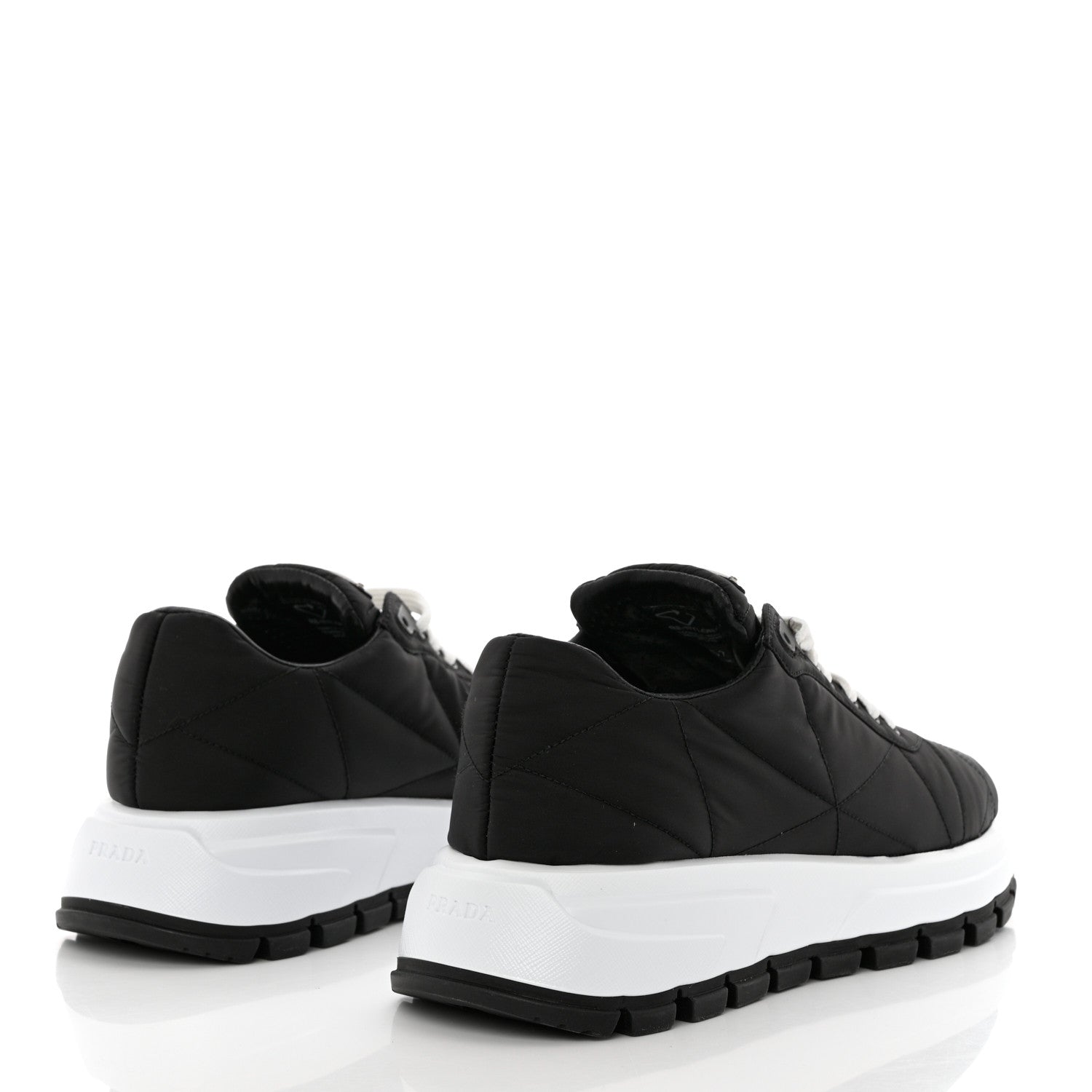 Prada Re-Nylon Piuma Metal Triangle Logo Quilted 45mm Sneakers 41 Black 4 of 9