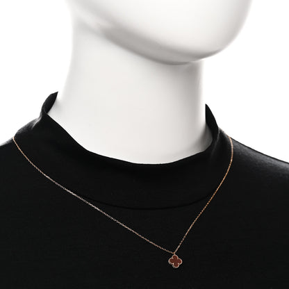 Van Cleef & Arpels 18K Rose Gold Carnelian Sweet Alhambra Pendant Necklace 2 of 7