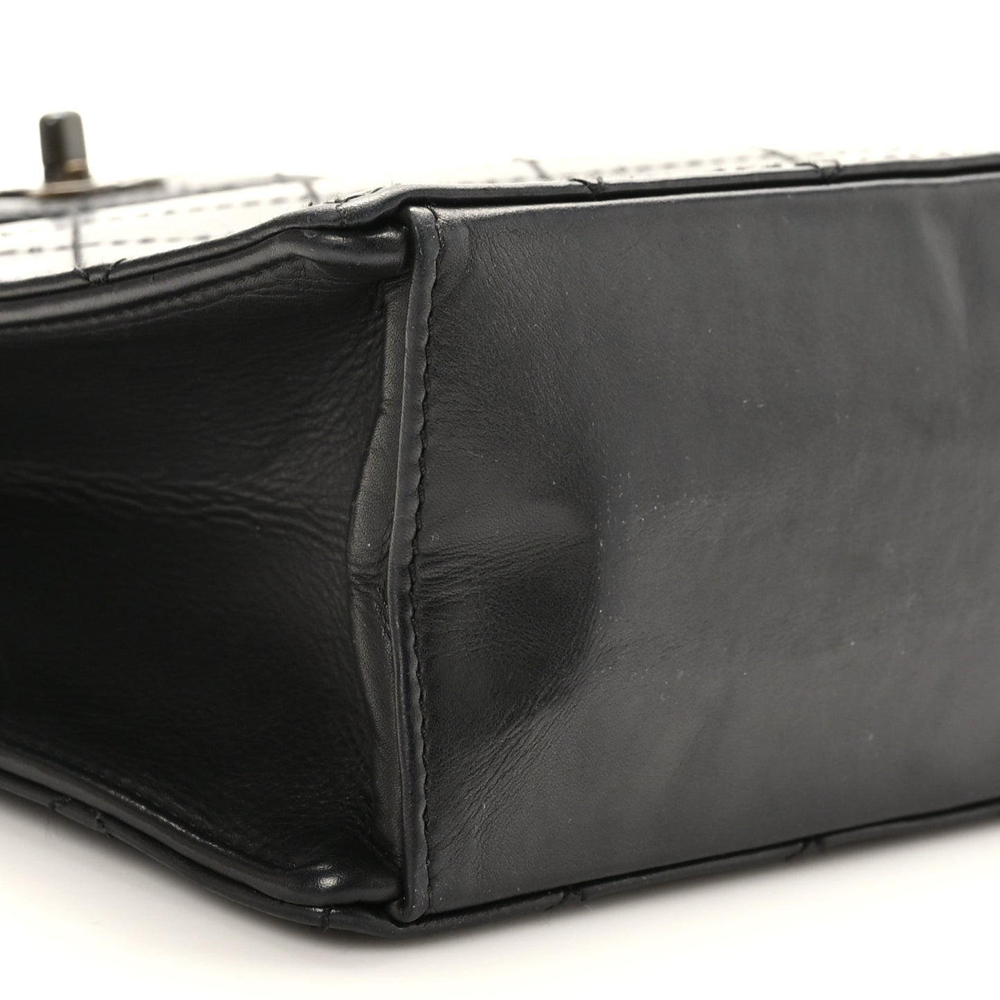 Lambskin Stitched Top Handle Tote Black