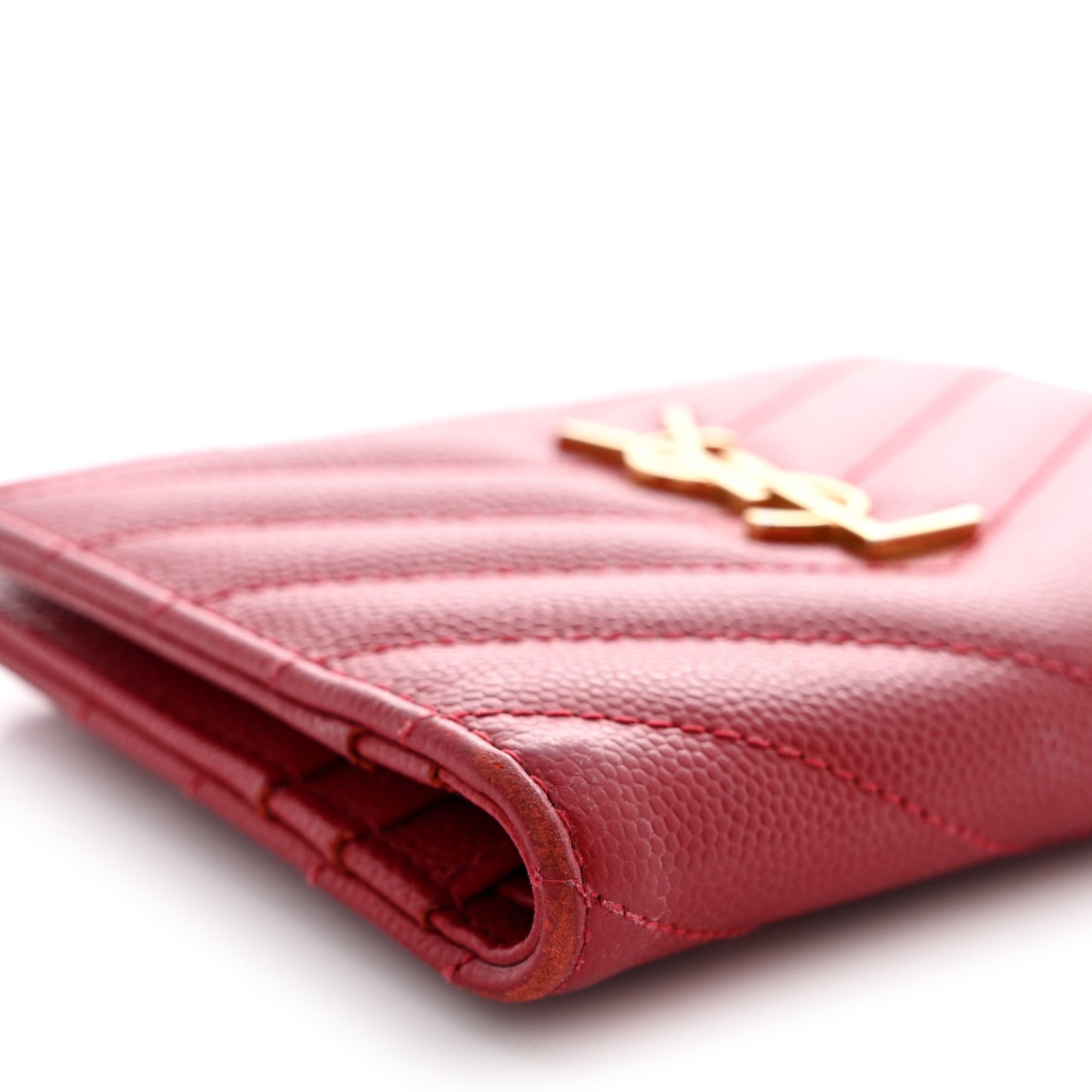 Grain De Poudre Matelasse Chevron Monogram Zipped Card Case Rouge Eros