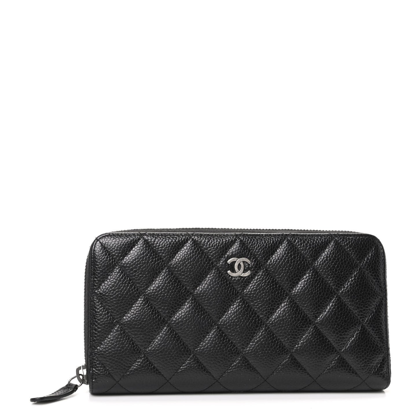 Caviar Quilted Large Gusset Zip Around Wallet Black