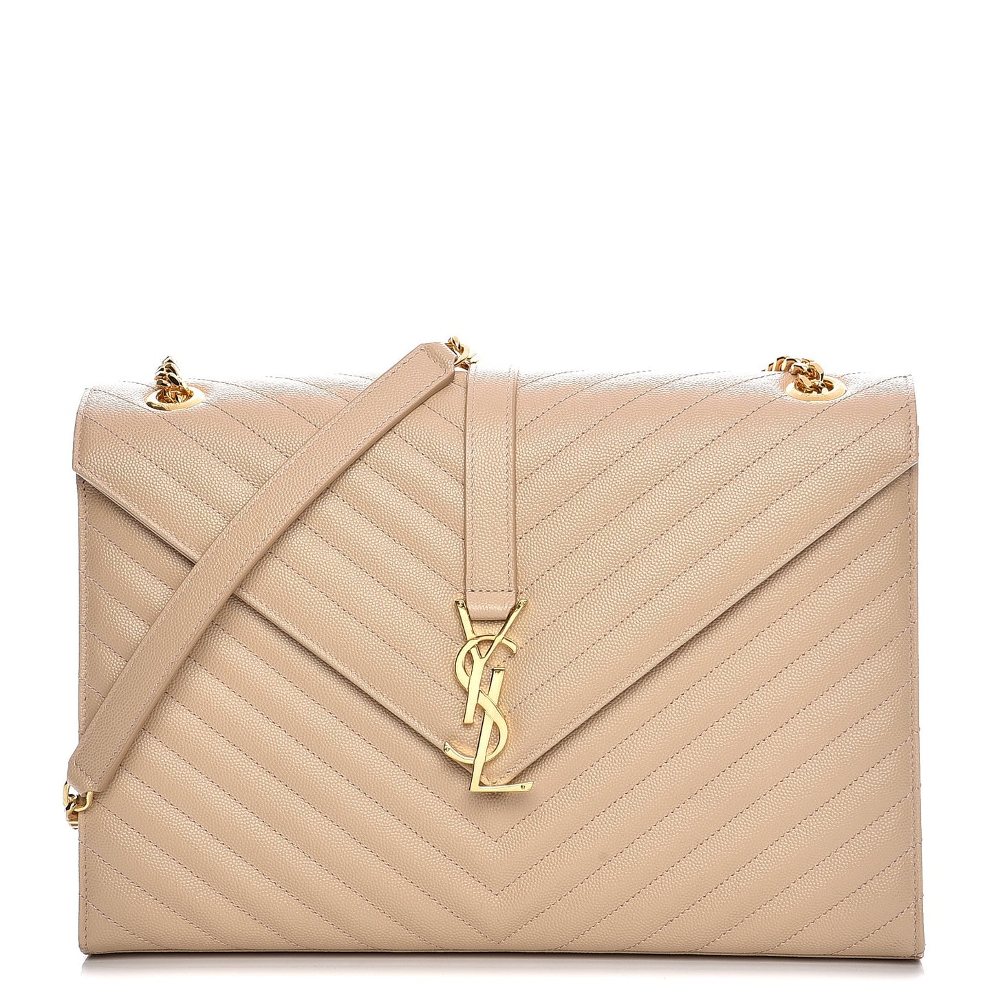 Grain De Poudre Matelasse Chevron Large Monogram Satchel Dark Beige