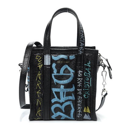 Balenciaga Agneau Arena Graffiti All Over XXS Bazar Shopper Tote Black Multicolor 1 of 10