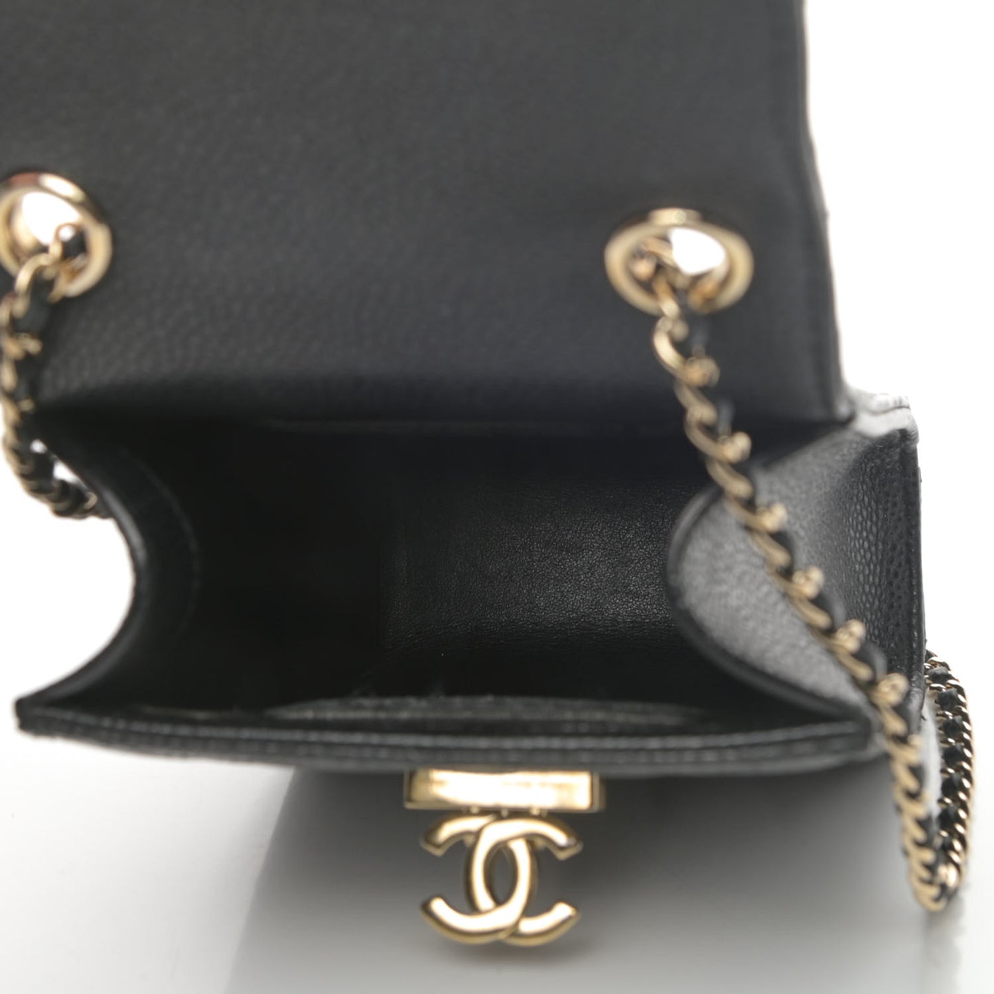 Caviar Quilted Golden Class Phone Holder Black