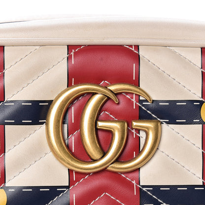 Gucci Calfskin Matelasse Trompe L'Oeil Print Small GG Marmont Chain Shoulder Bag White 10 of 17