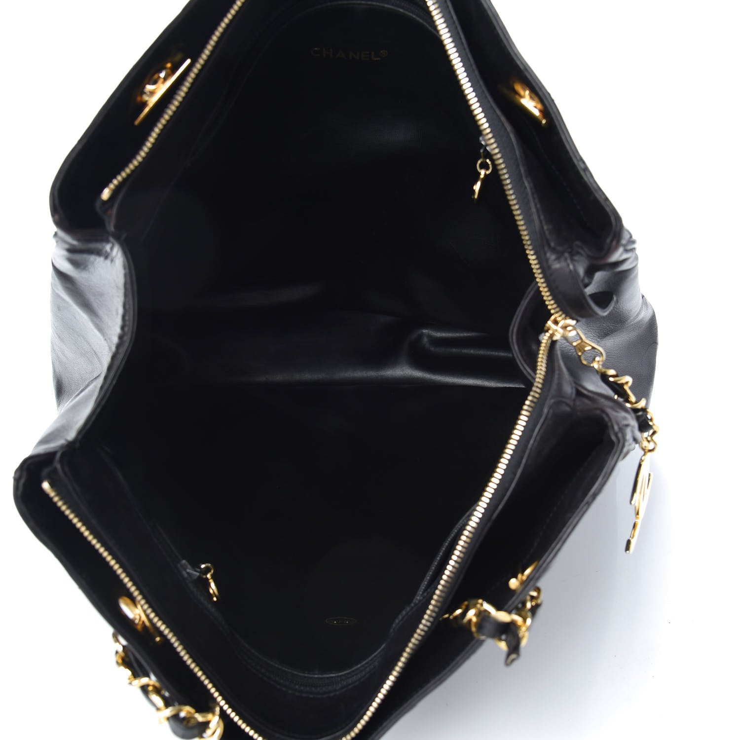 Chanel Lambskin Quilted Shopping Tote Black 5 of 10