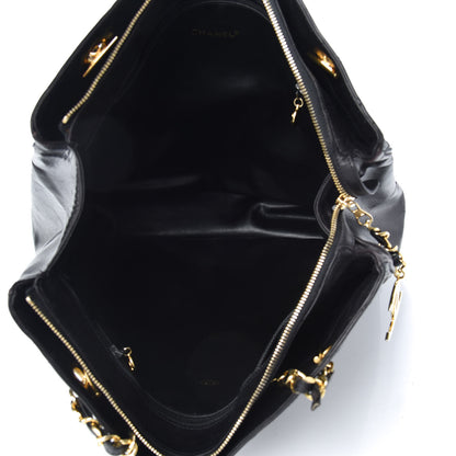 Chanel Lambskin Quilted Shopping Tote Black 5 of 10