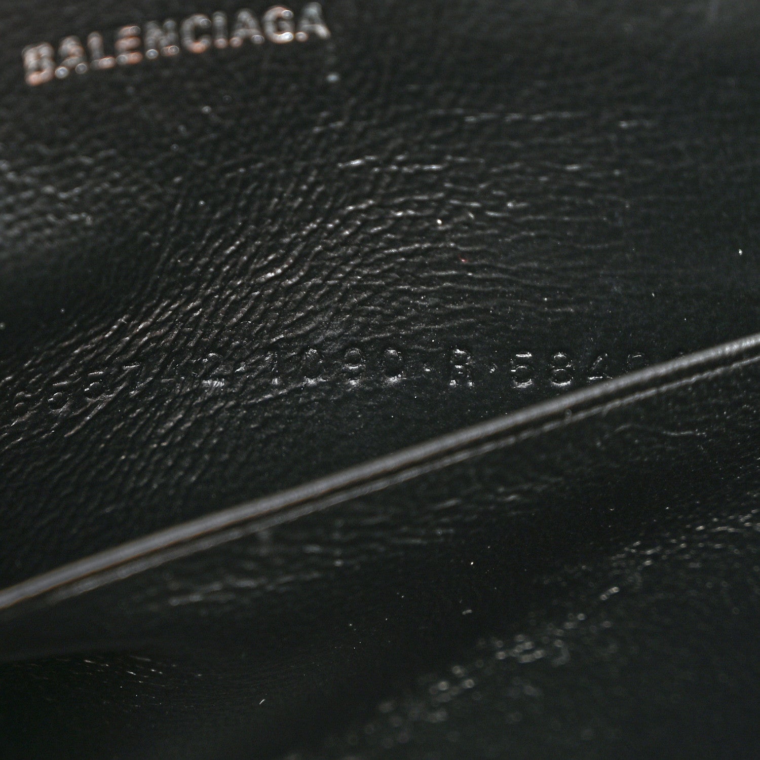 Balenciaga Grained Calfskin Logo Everyday Phone Holder Wallet On Chain Black White 8 of 12