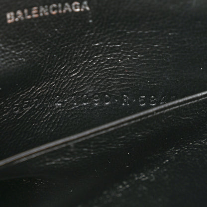 Balenciaga Grained Calfskin Logo Everyday Phone Holder Wallet On Chain Black White 8 of 12
