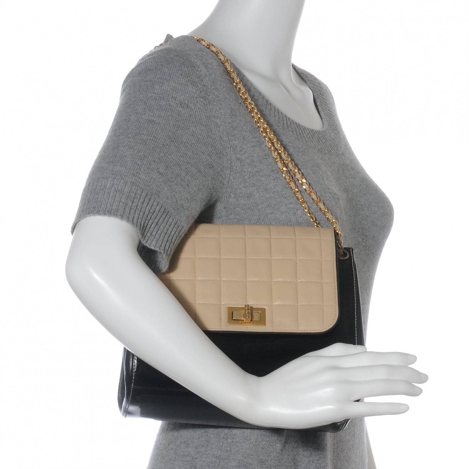 Chanel Lambskin and Patent Chocolate Bar Accordion Reissue Flap 2 of 6