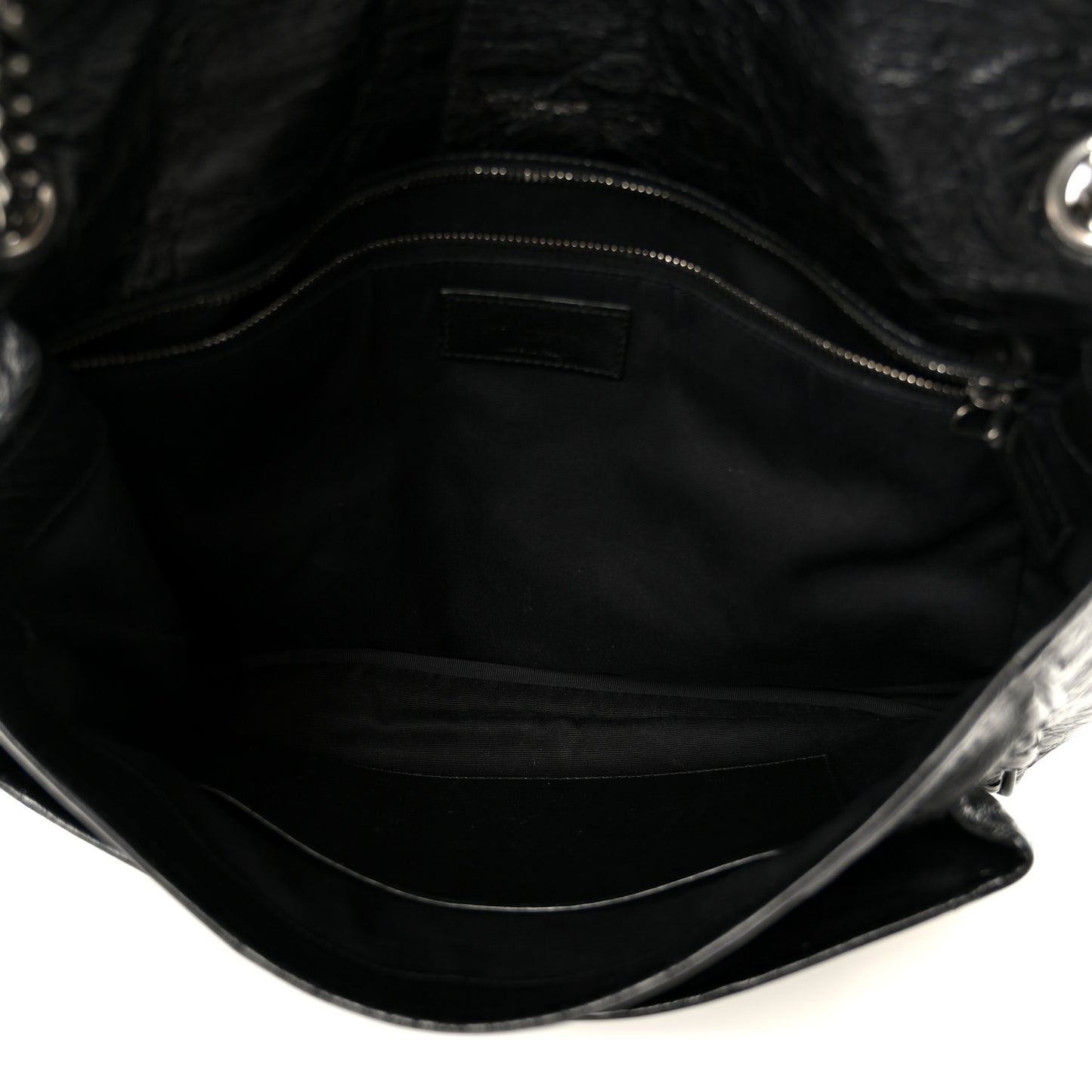 Crinkled Calfskin Matelasse Monogram Large Niki Chain Satchel Black