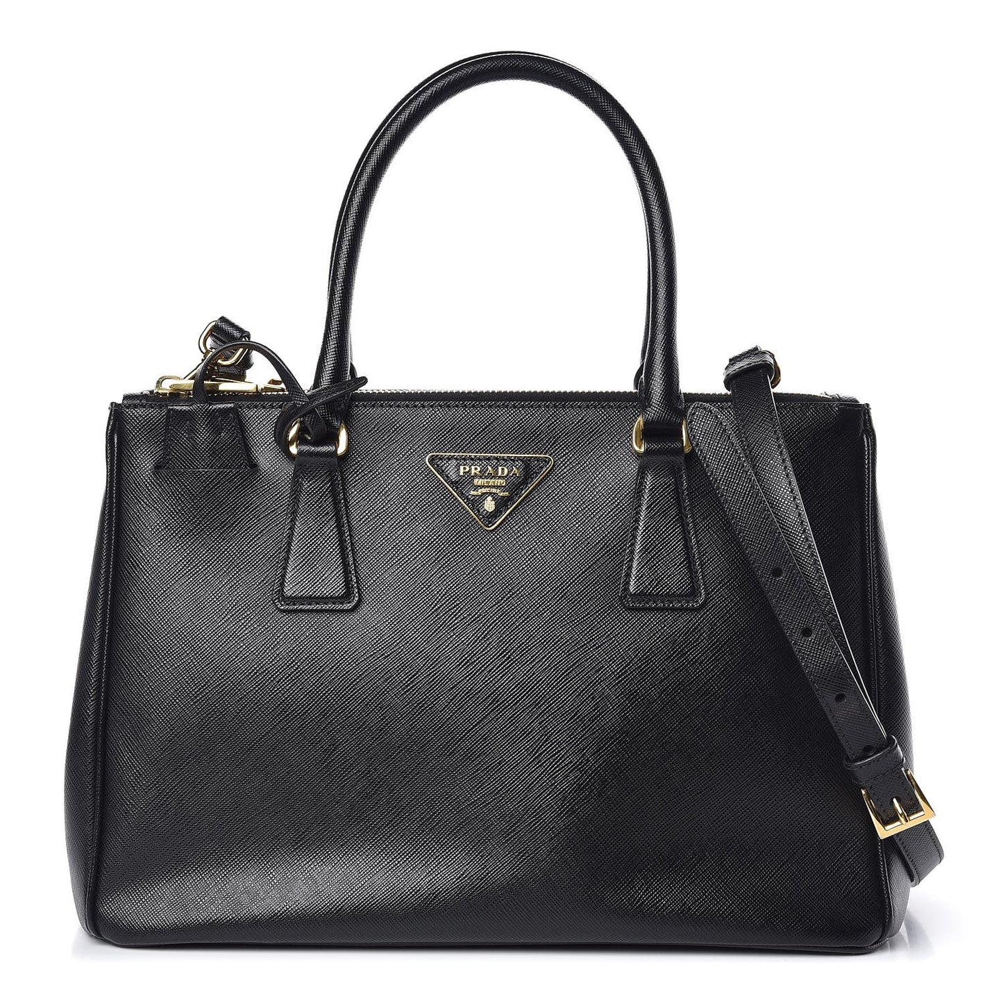 Saffiano Small Galleria Double Zip Tote Black
