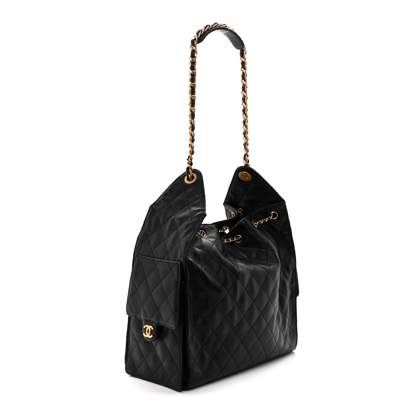 Caviar Quilted Medium Chanel 25 Handbag Black