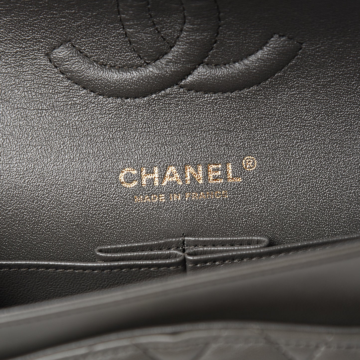Lambskin Quilted Medium Double Flap Dark Grey