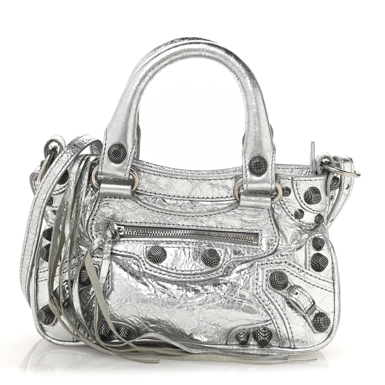 Balenciaga Agneau Arena Neo Cagole Mini Handbag Silver 1720145