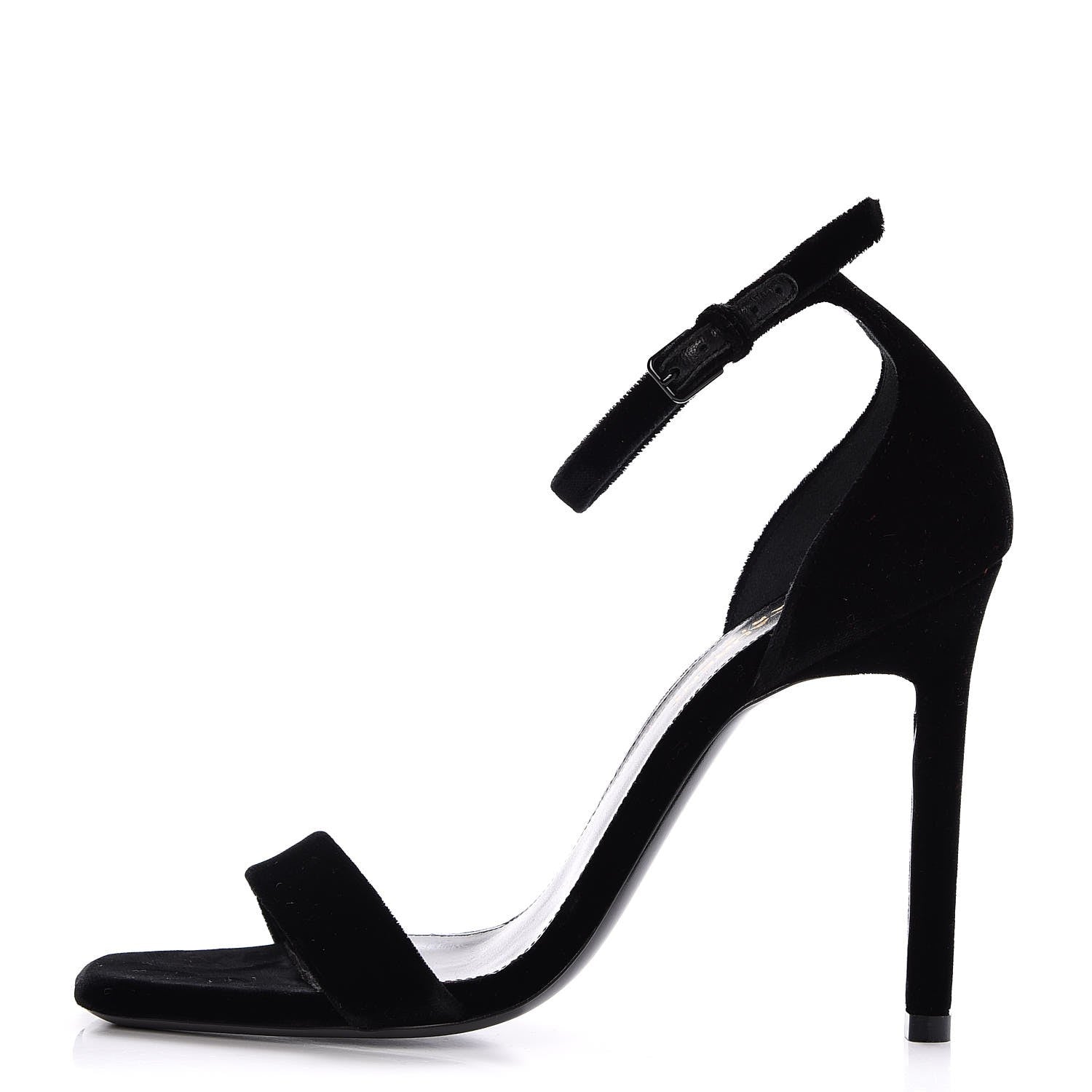 Saint Laurent Velvet Amber 105 Ankle Strap Sandals 37 Black 1 of 7