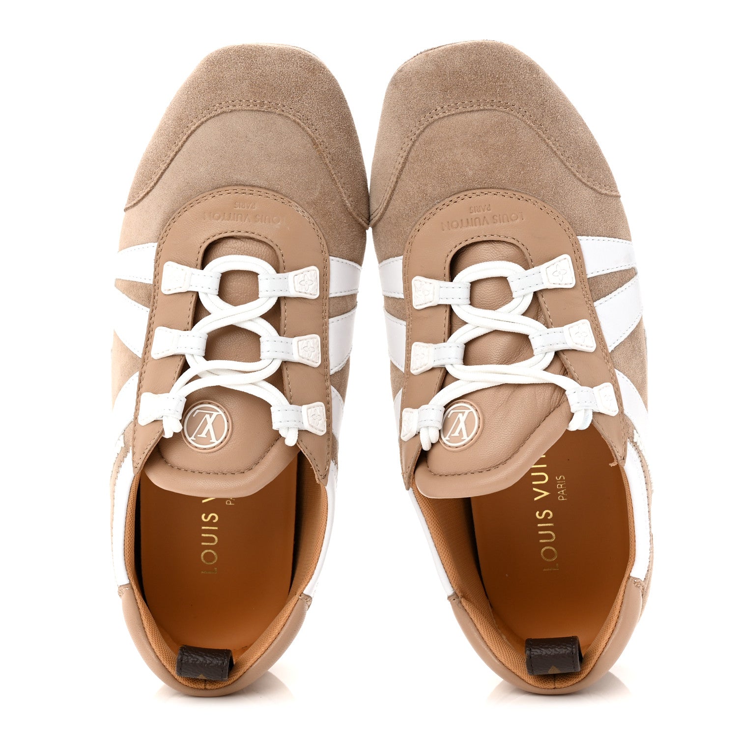 Louis Vuitton Suede Calfskin LV Sneakerina 37.5 Hazelnut Brown