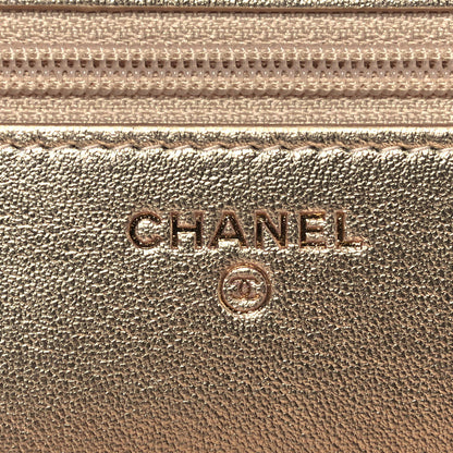Chanel Metallic Lambskin Quilted Trendy CC Wallet On Chain WOC Gold 6 of 14