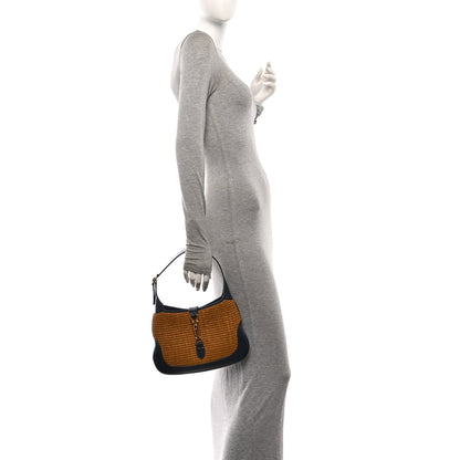 Gucci Straw Lux Boarded Dyana Lux Calfskin Small Jackie 1961 Hobo Natural Blue 2 of 12