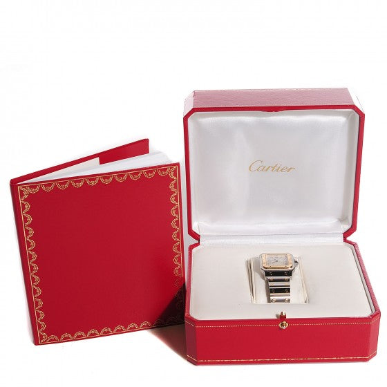 Cartier Stainless Steel 18K Yellow Gold 29mm Santos De Galbee Quartz Watch 3 of 15