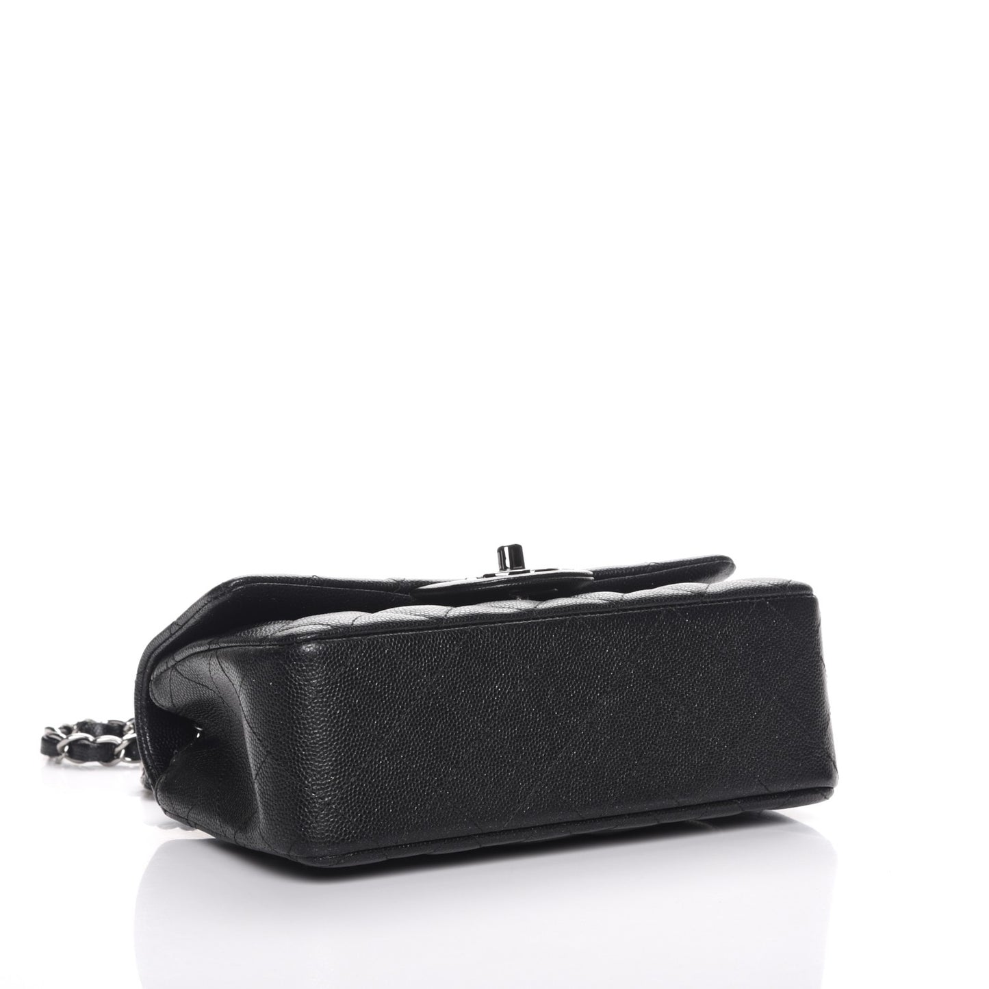 Iridescent Caviar Quilted Mini Rectangular Flap Black