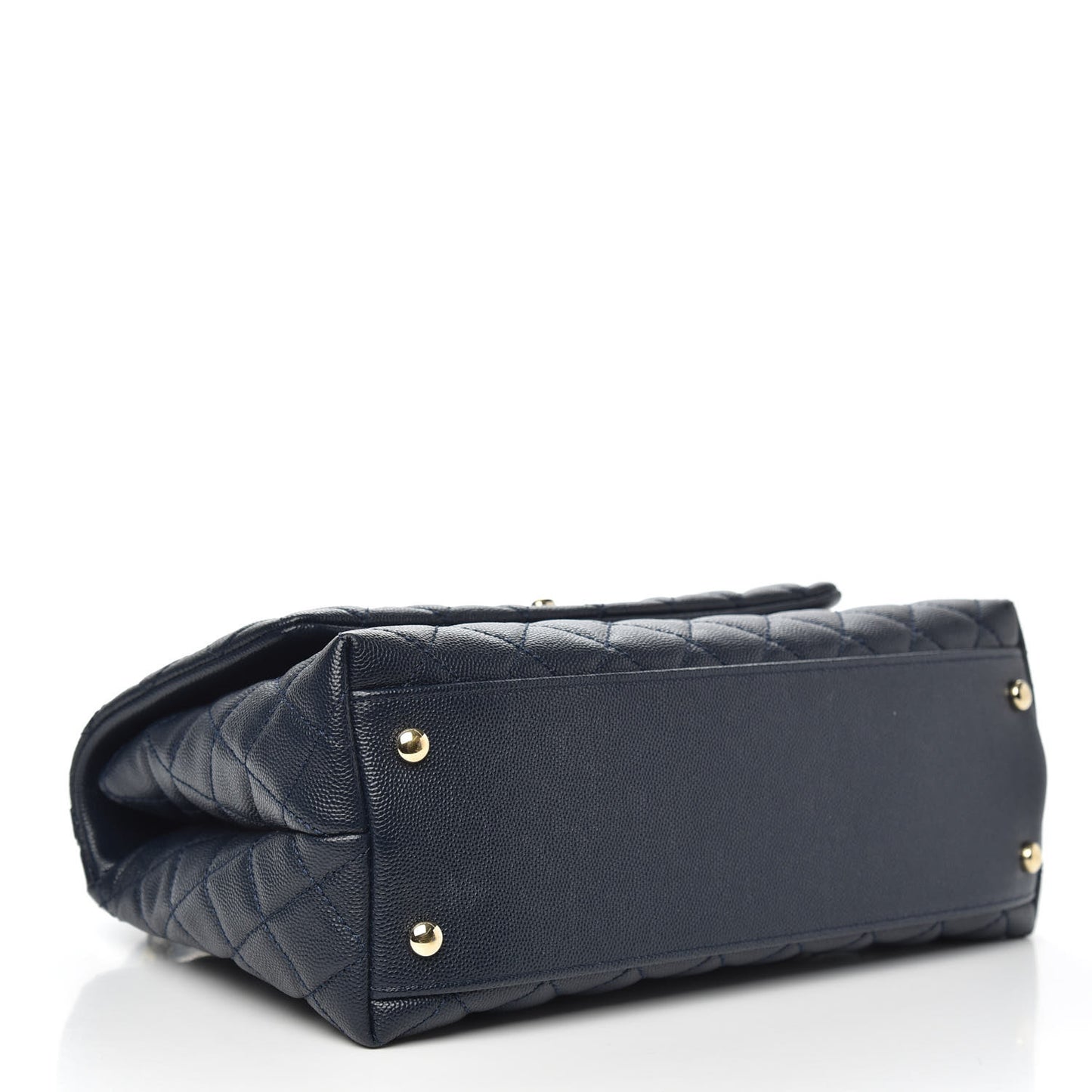 Caviar Lizard Embossed Quilted Small Coco Handle Flap Navy Blue