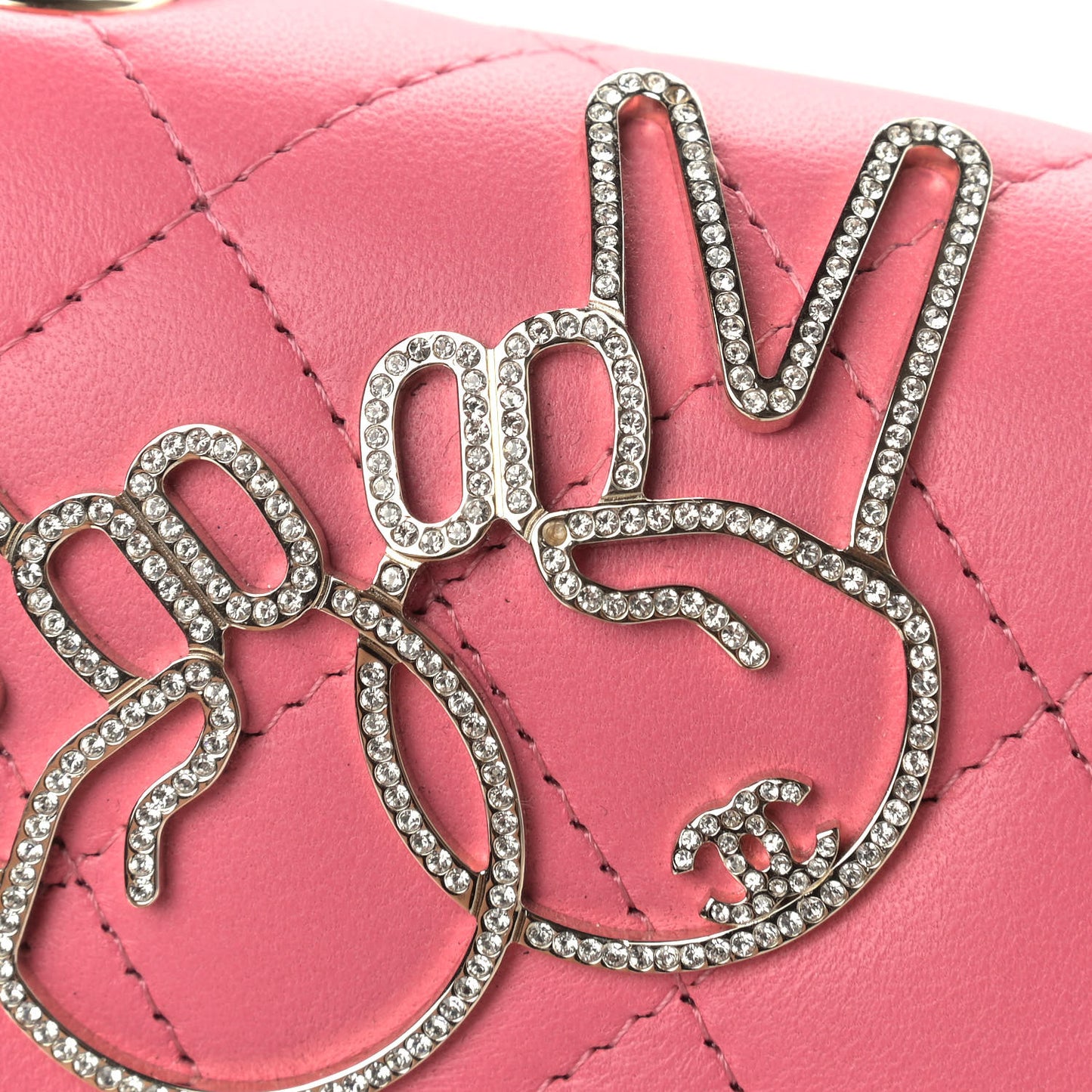 Lambskin Quilted Extra Mini V For Victory Flap Pink