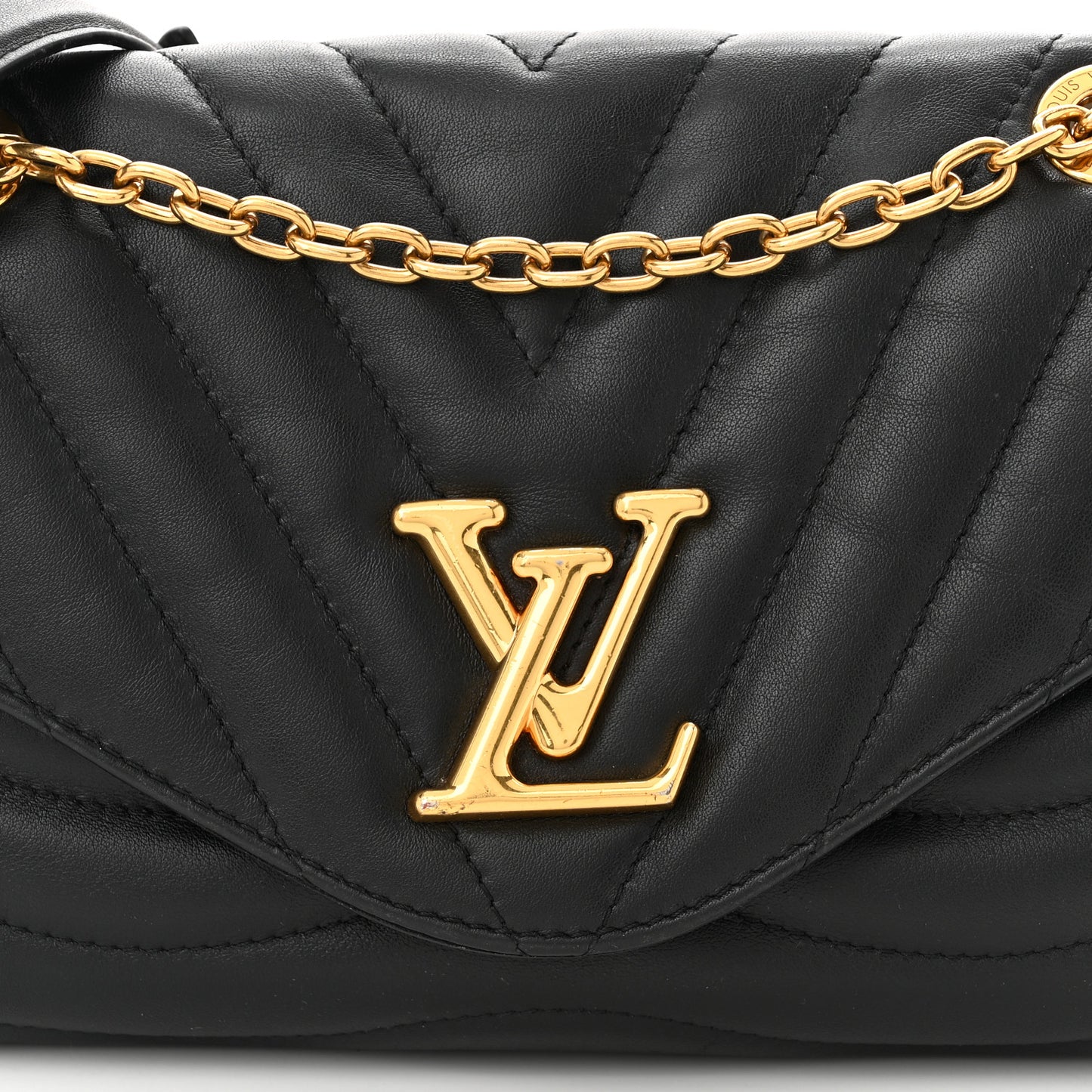 Calfskin New Wave Chain Bag MM NM Black
