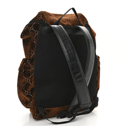 Gucci Velvet GG Monogram Web Medium Double Buckle Backpack Brown Black 3 of 9