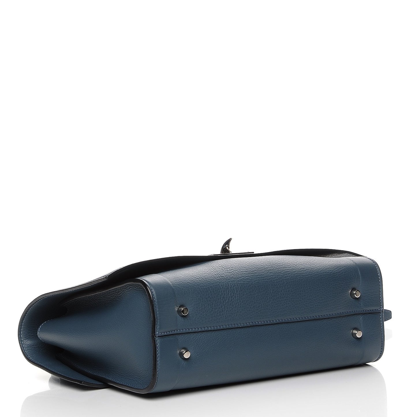 Grained Calfskin Small Shark Lock Satchel Mineral Blue