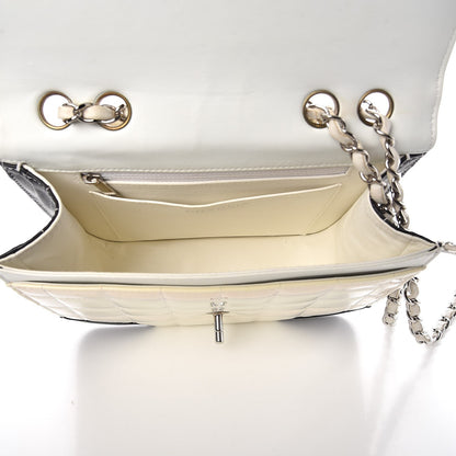 Chanel Patent Square Quilted Small Flap White Black 5 of 12