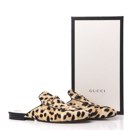 Gucci Calf Hair Leopard Print Womens Princetown Slippers 38.5 Naturale Black 10 of 10