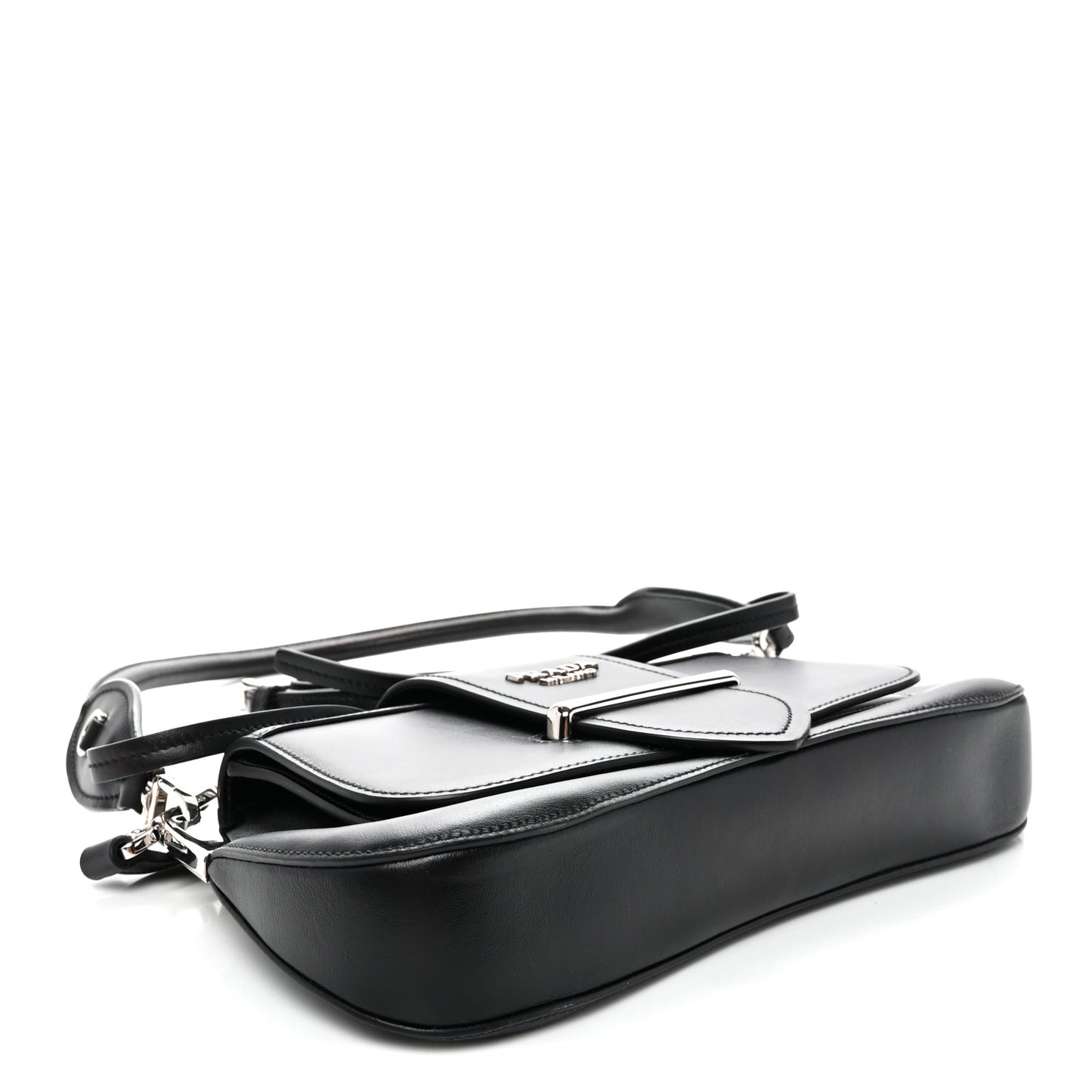City Calfskin Saffiano Sidonie Shoulder Bag Black