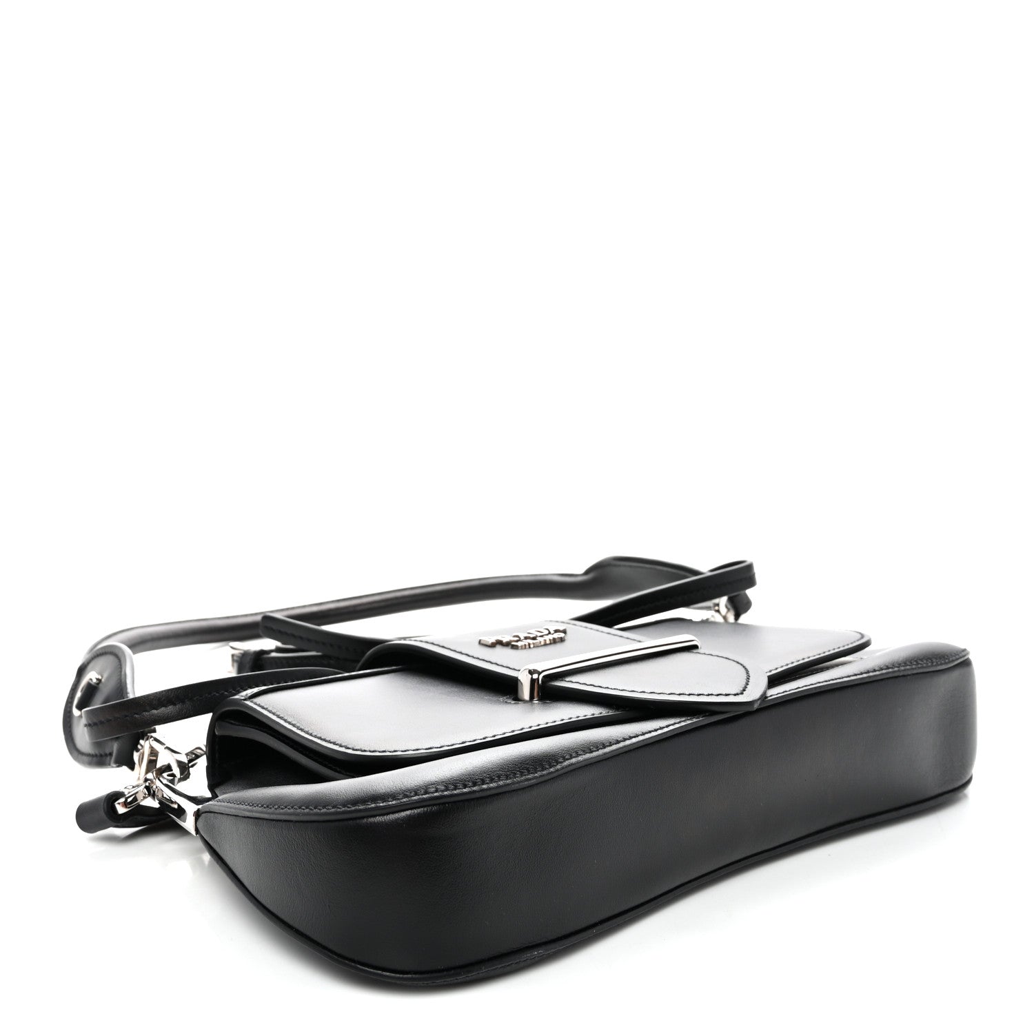 Prada City Calfskin Saffiano Sidonie Shoulder Bag Black 4 of 10