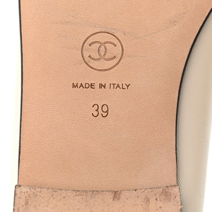 Chanel Lambskin Cap Toe CC Ballerina Flats 39 White Black 7 of 10