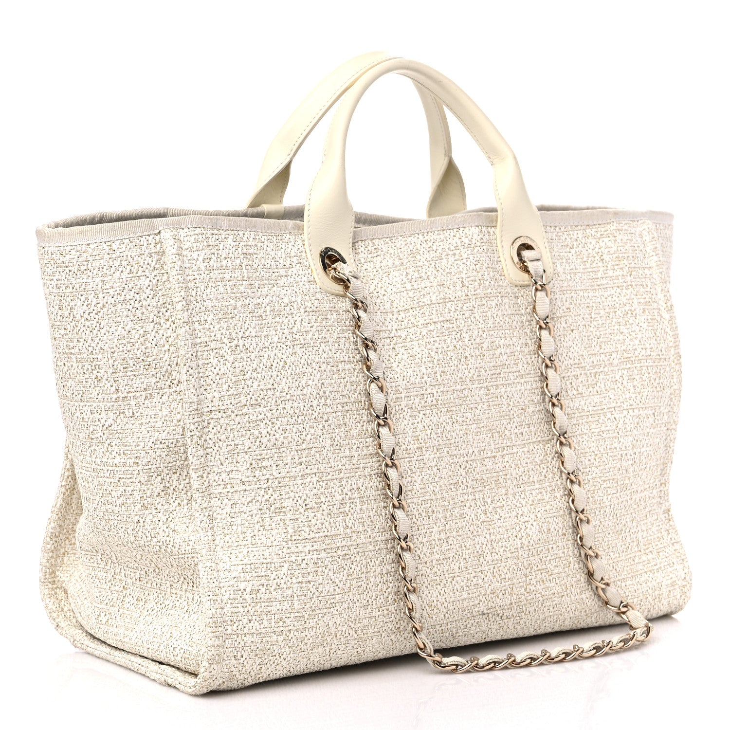 Chanel Mixed Fibers Calfskin Medium Deauville Tote Light Beige 3 of 17