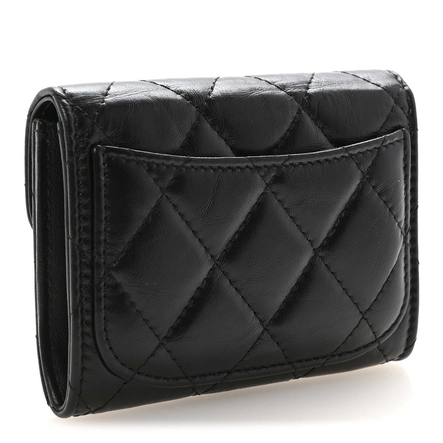 Aged Calfskin Quilted Reissue Flap Card Holder Wallet So Black
