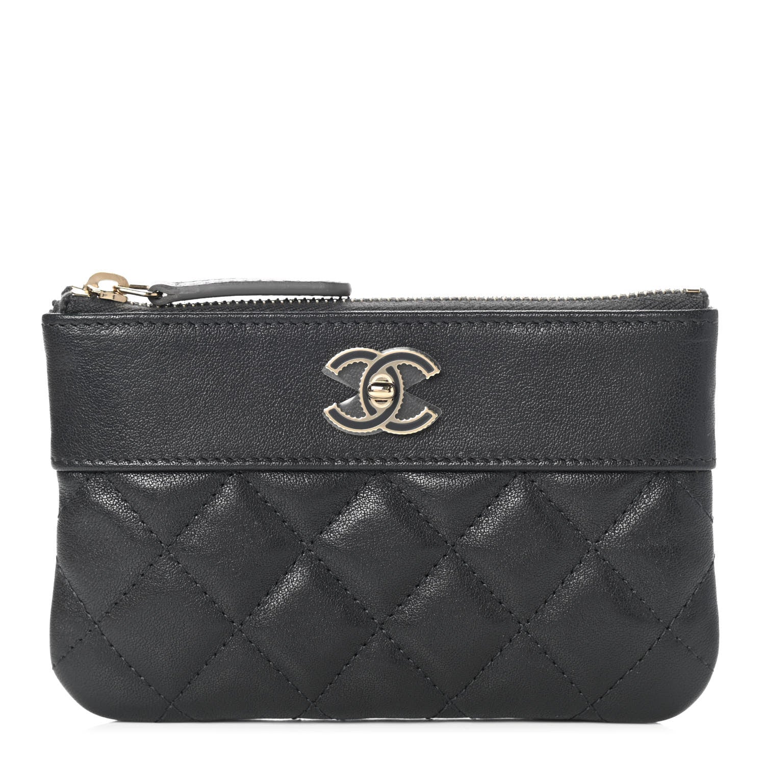 Chanel Sheepskin Quilted Small Vintage Mademoiselle Cosmetic Case Black 1 of 7