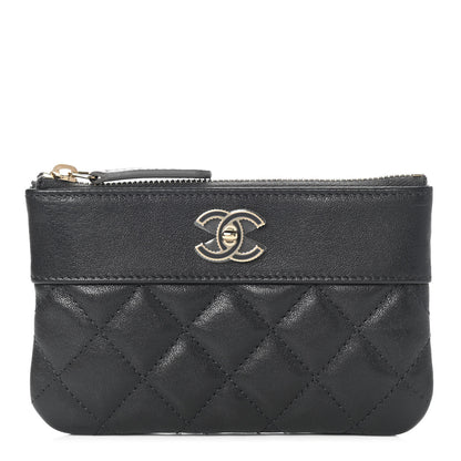 Chanel Sheepskin Quilted Small Vintage Mademoiselle Cosmetic Case Black 1 of 7