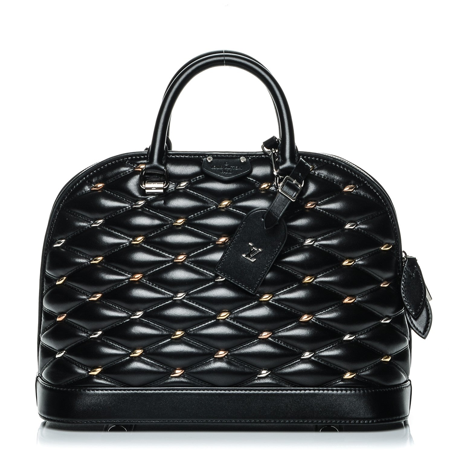 Louis Vuitton Lambskin Studded Malletage Alma PM Black 1 of 6