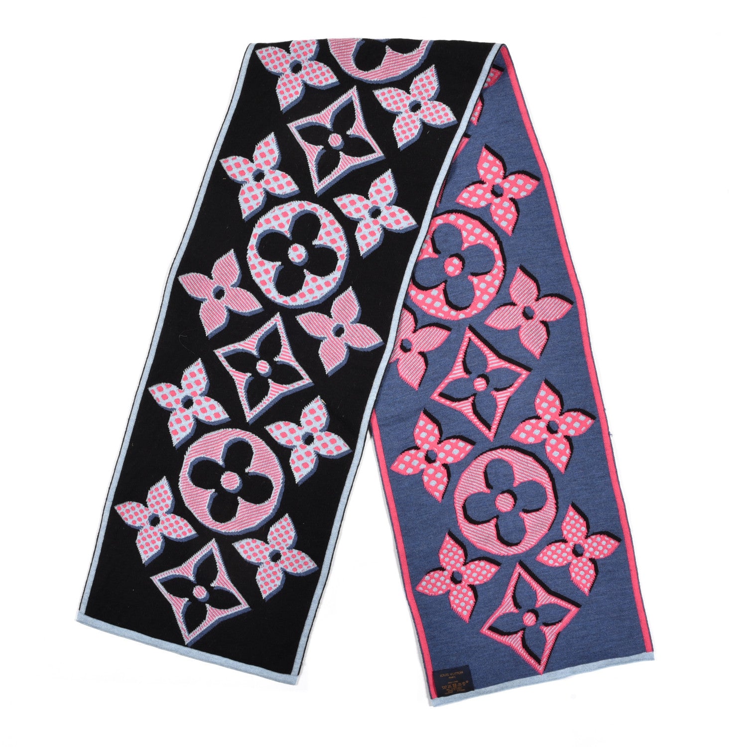 Louis Vuitton Wool Giant Pop Monogram Scarf Black Multicolor 2 of 4