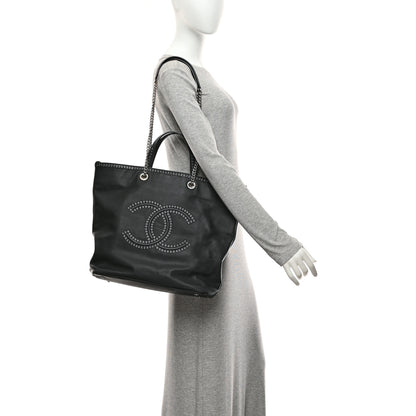 Chanel Grained Calfskin Large Coco Eyelets Shopping Tote Black 2 of 10