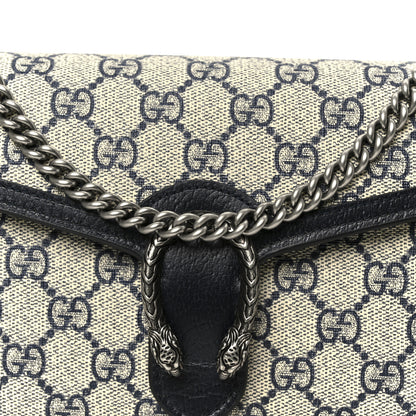 Gucci GG Supreme Monogram Textured Dollar Calfskin Mini Dionysus Chain Wallet Beige Blue 8 of 10
