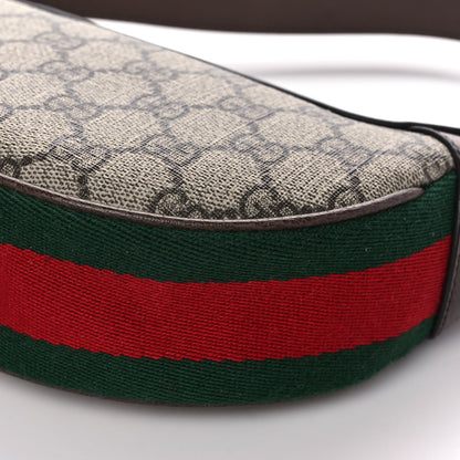 Gucci GG Supreme Monogram Textured Calfskin Web Mini Ophidia Half Moon Hobo Beige Ebony New Acero 8 of 8