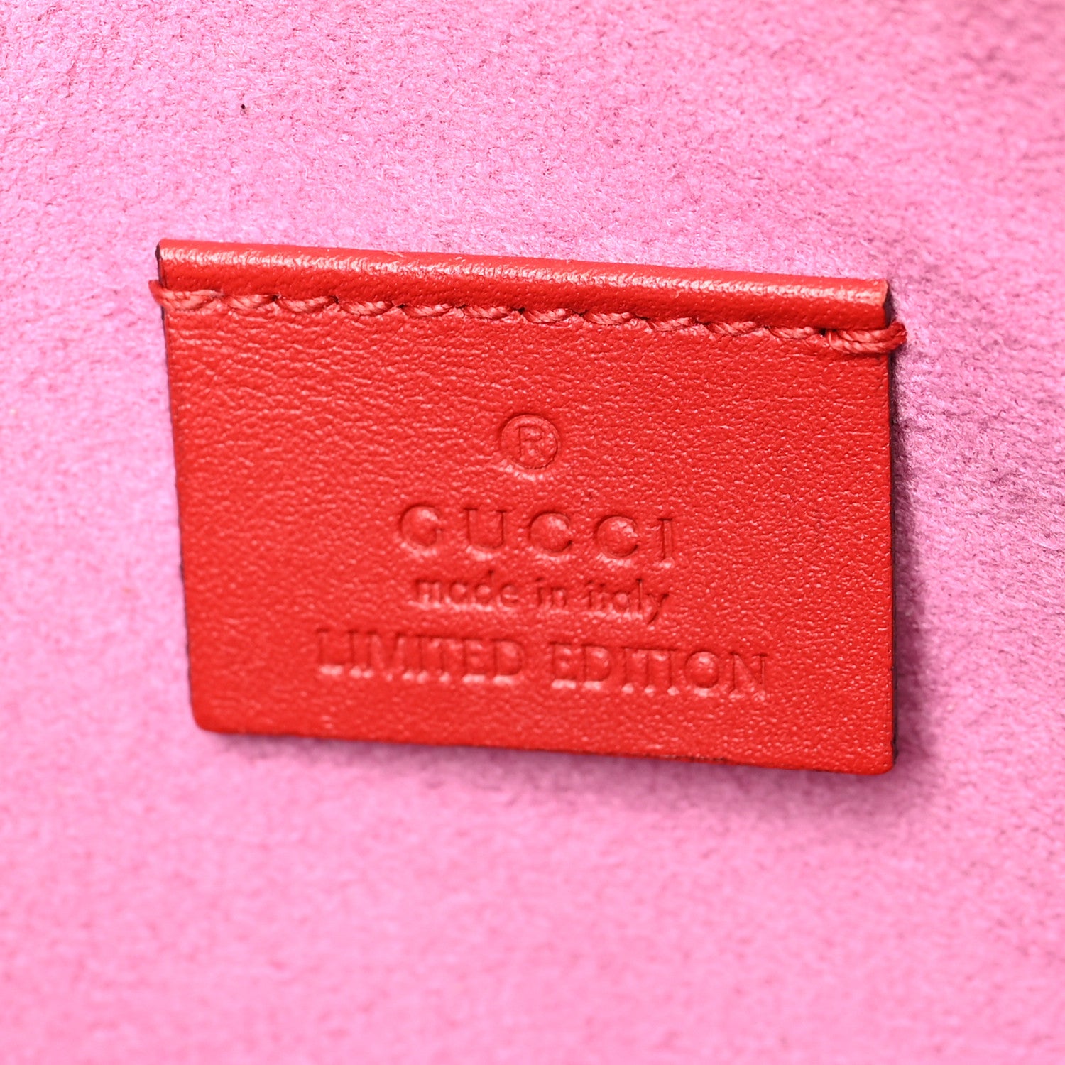 Gucci GG Supreme Monogram Bosco Patch Zip Pouch Beige Malva Hibiscus Red 6 of 9