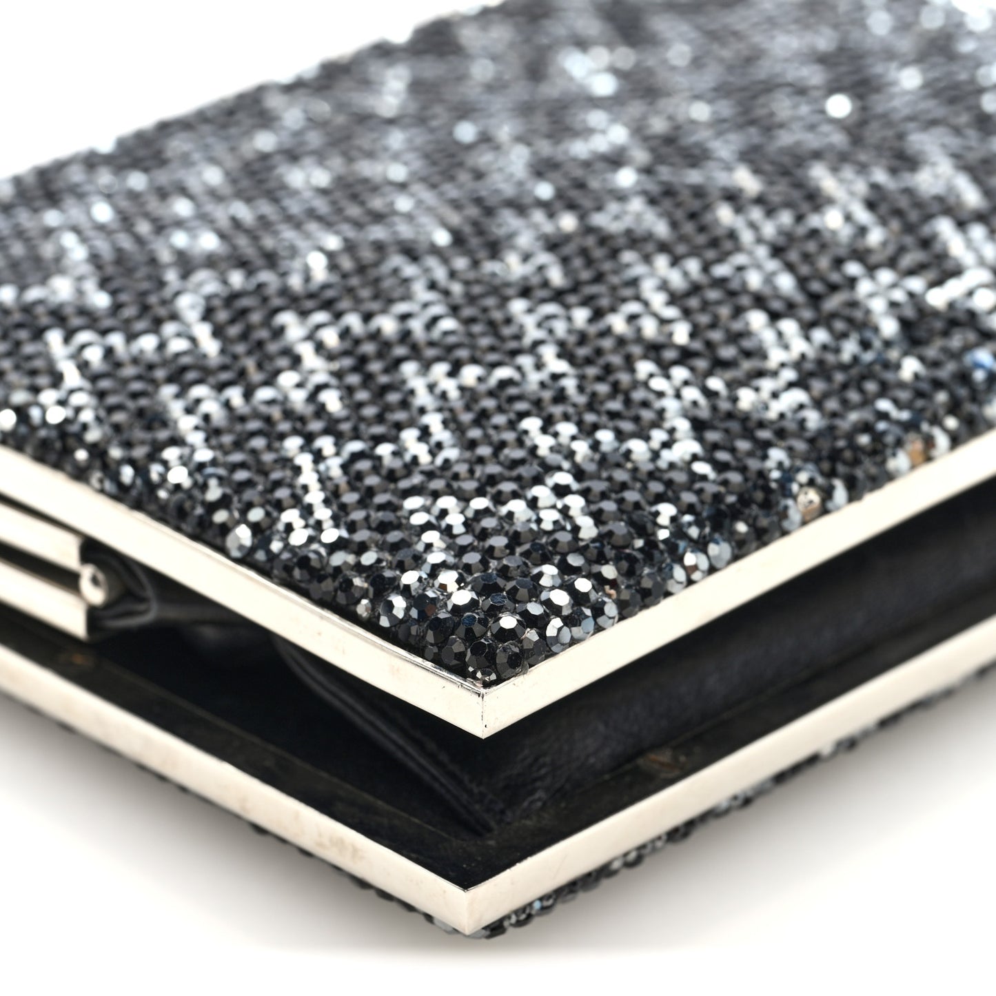 Swarovski Crystal Minaudiere Clutch Black Silver