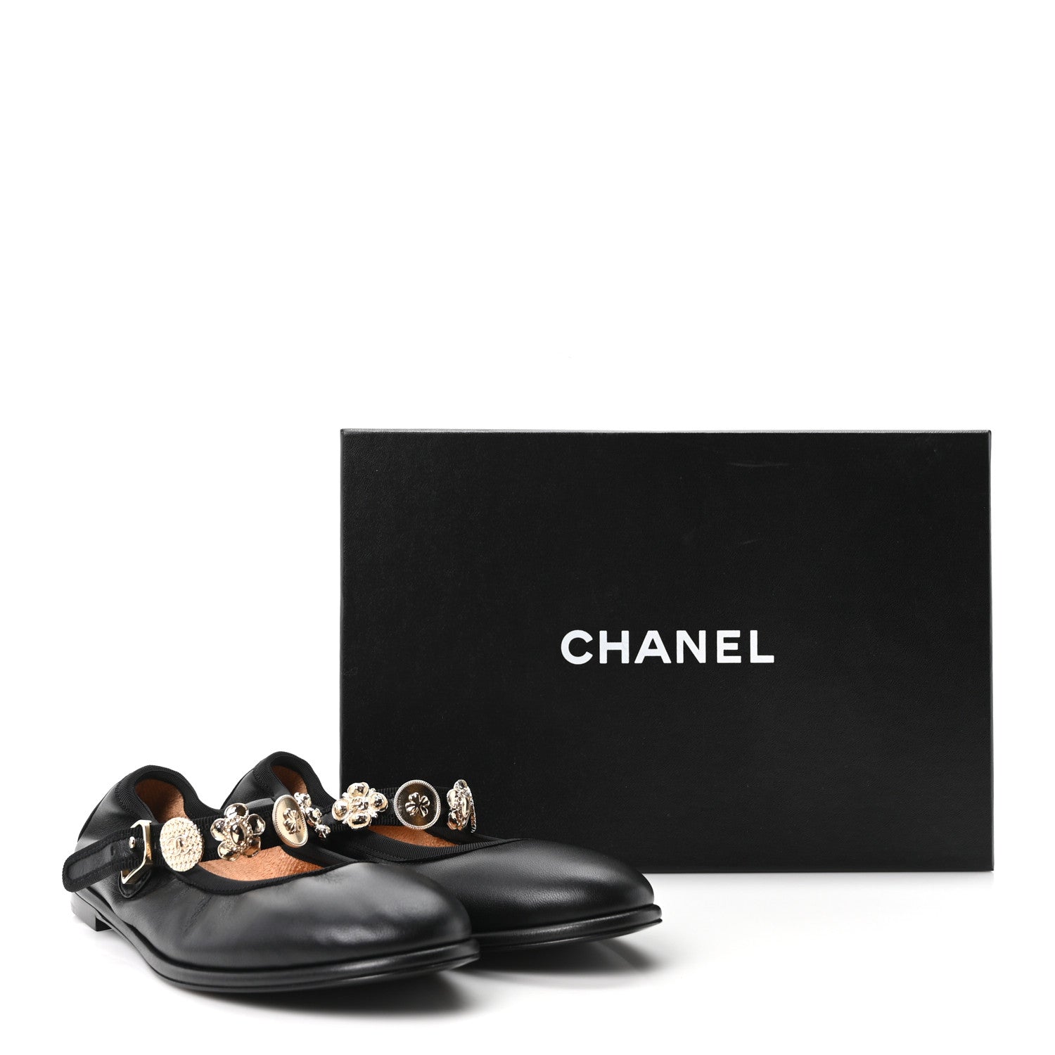 Chanel Lambskin Charm Mary Jane Flats 36.5 Black 8 of 8