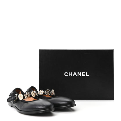 Chanel Lambskin Charm Mary Jane Flats 36.5 Black 8 of 8