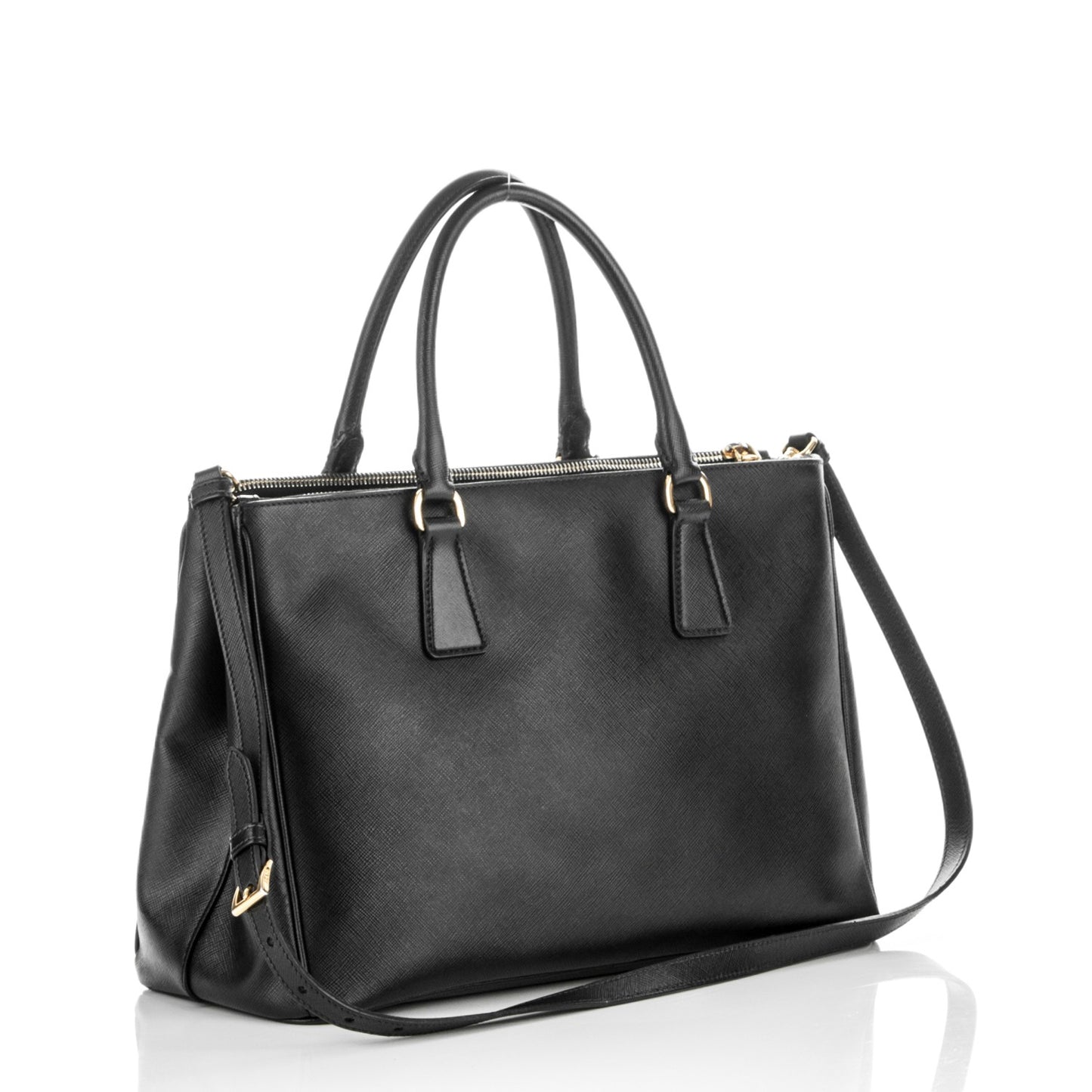 Saffiano Medium Galleria Double Zip Tote Black