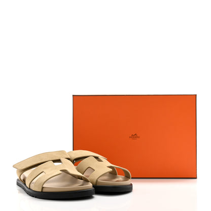 Hermes Suede Goatskin Womens Chypre Sandals 39 Beige Lin 10 of 10